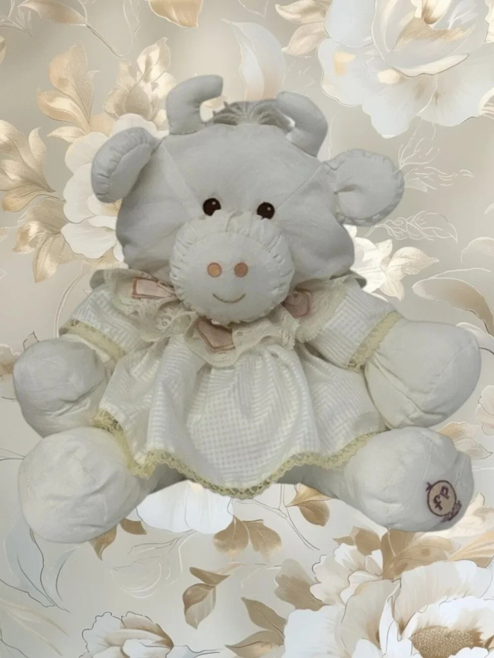 Vintage 1986 Fisher Price PUFFALUMPS White Cow with Lace Dress 15